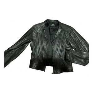 versace black leather jacket size 48 IT